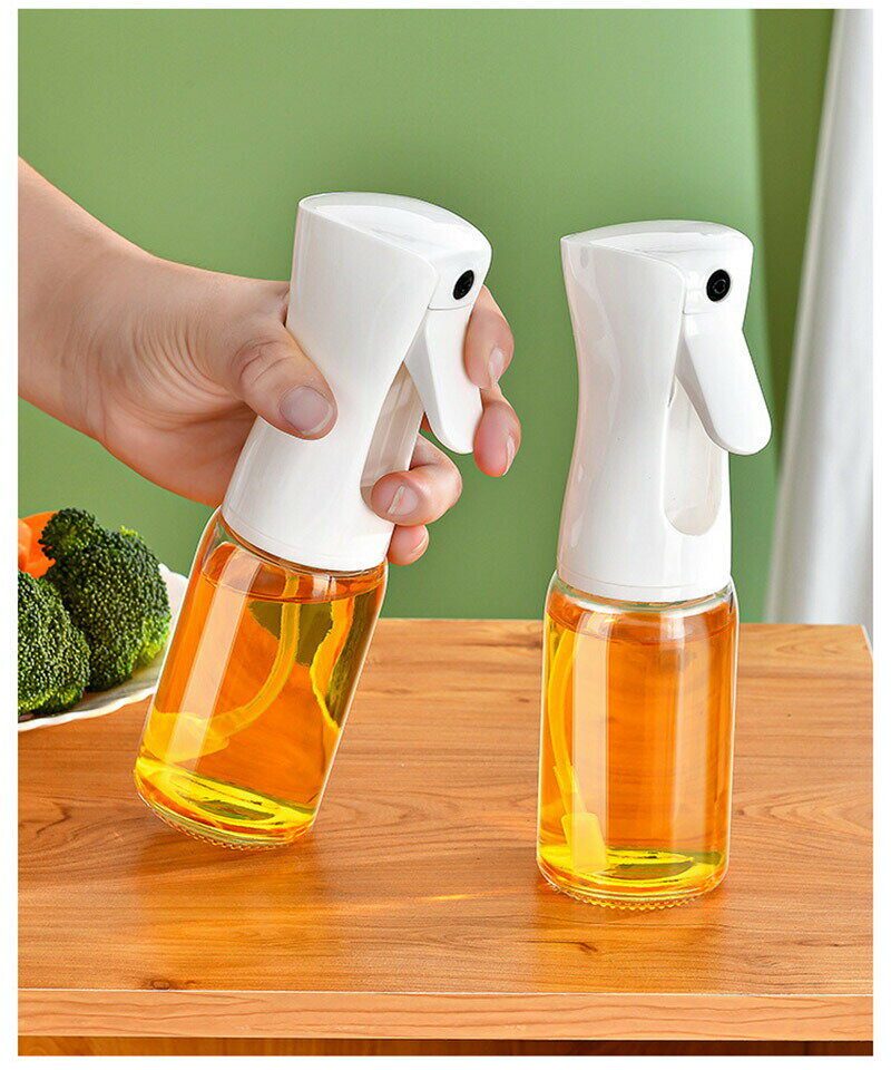 オイルスプレー ボトル 220ml ホワイト ガラス製 キッチン用スプレーボトル 調理器具 調味料ボトル 油の量を減らす おしゃれ ギフト プ..