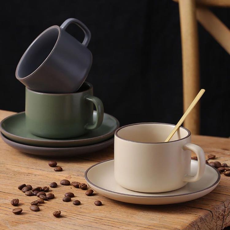 ヴィンテージ カフェ風 セット 陶器 250ml 5客 珈琲 珈琲カップ スプーン付き ティーカップ スプーン付..