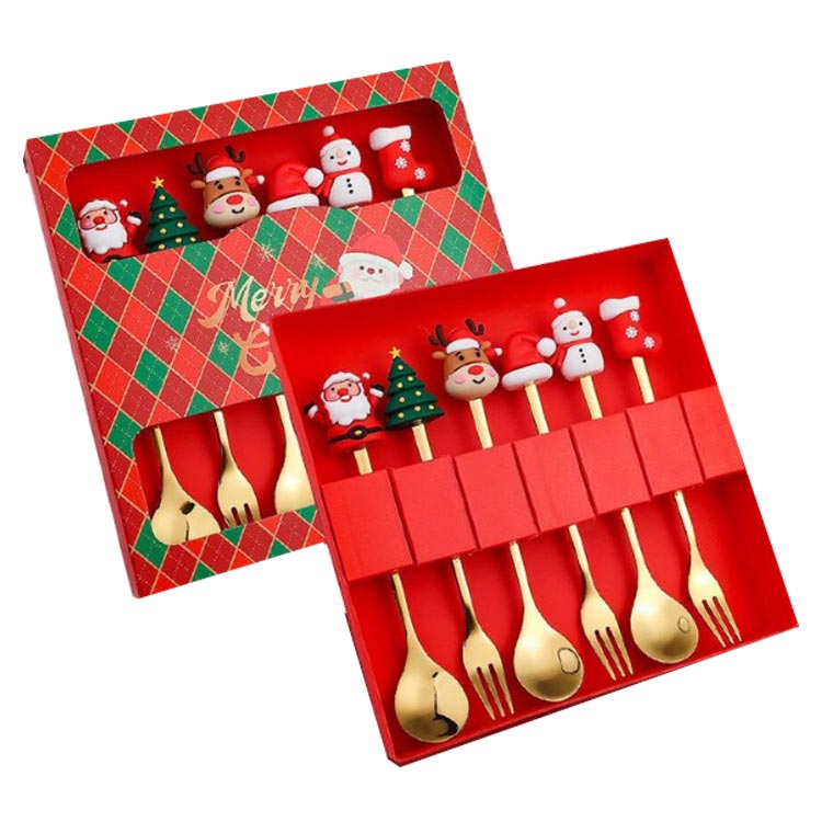 セット サンタソックス 6点セット フォーク 雪だるま クリスマスプレゼント プレゼント 食器 サンタク..