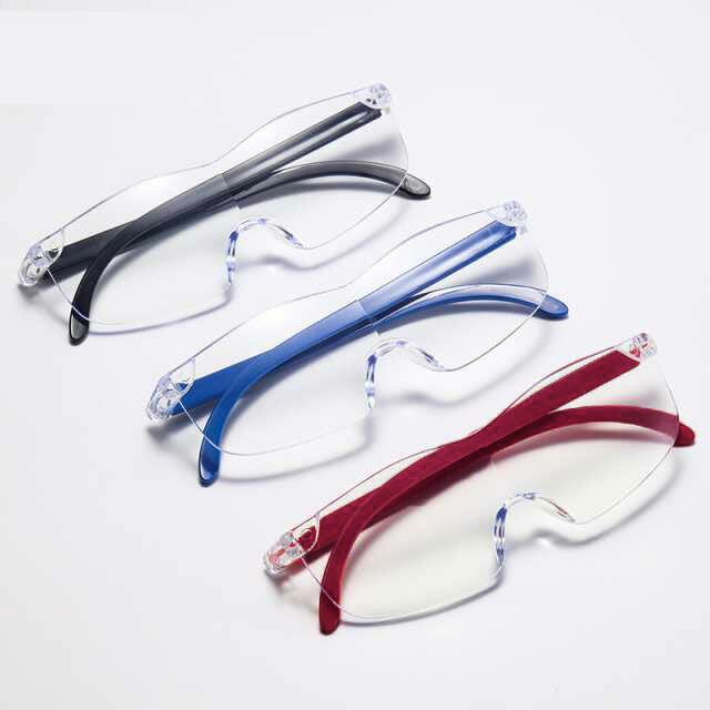 メガネの上からかけられる拡大ルーペ 3倍 拡大ルーペ メガネ型ルーぺ ブルーライトカット 読書用 おし..