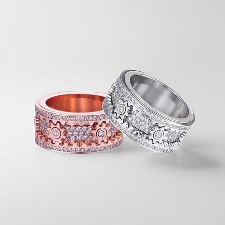 可動リング 遊び心 歯車リング メンズリング リング くるくるまわる コーデ ストレス解消 ストレス解消 はぐるま メンズジュエリー 機械美 回る リング 動画あり ユニセックス シルバー レディース 指輪 ギミックリング 指輪 アクセサリー