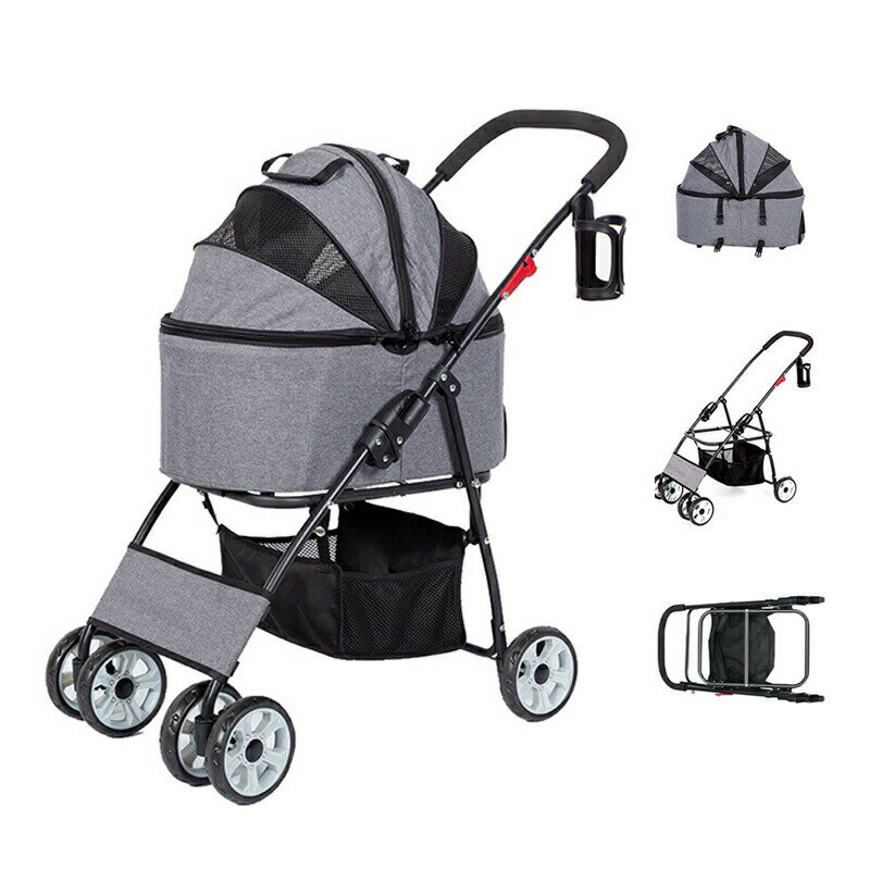 ペットカート 猫 犬 カート 多頭 ペットバギー カート ドッグカート 小型犬 折りたたみ 中型犬 4輪 軽..