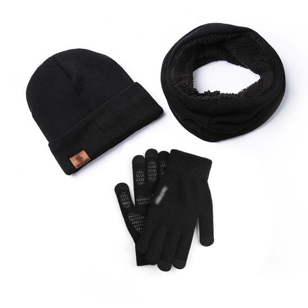 ニット帽子 スカーフチューブ 手袋 3点セット メンズ レディース タッチスクリーン手袋 ビーニーキャッ..