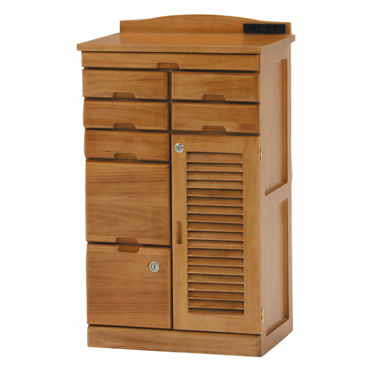 電話台 幅48cm 桐チェスト 鍵付き 多段引出し 天然木 完成品 （ チェスト 鍵付 キャスター 収納 多段チ..