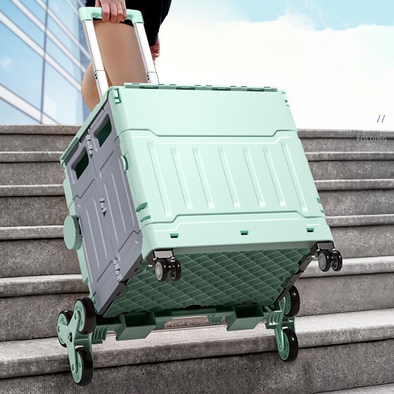 大容量収納50L/80L 8輪の小さな トレーラー ショッピングカート 折り畳み式 高齢者 トラベル お買い物 ..