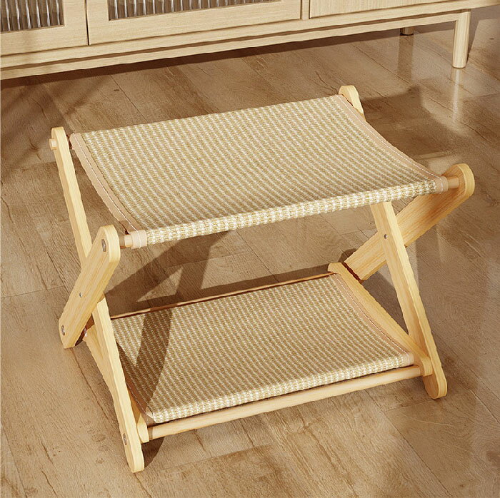 ペットベッド 夏用 爪とぎ 二層猫用爪とぎベッド 二層 頑丈 安定感 木製フレーム サイザル麻 黄麻 一台..