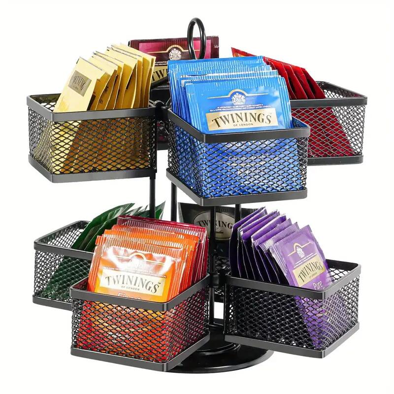 ティーバッグオーガナイザー ストレージホルダー 360度回転カルーセル、8個入組み合わせ　ザンプラット..