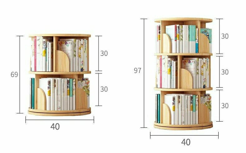 回転式本棚 絵本棚 子供 漫画 ブックシェルフ 直径40cm A4が入る高さ 耐荷重80kg 絵本 漫画 小さい 回転ラック ブックシェルフ CD DVD コミック収納 天板に物が置ける 天然木 天然木 大容量 組立簡単 コミックラック CDラック DVDラック 絵本ラック