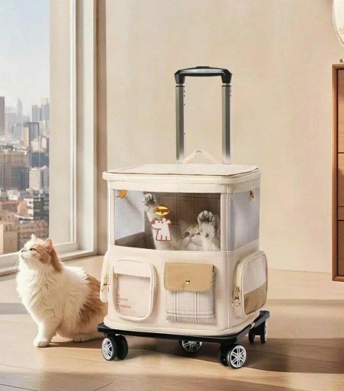 多頭飼い対応 猫犬兼用 ペットキャリーリュック 軽量旅行用キャリーバッグ 通気性ベスト 保冷ポケット..