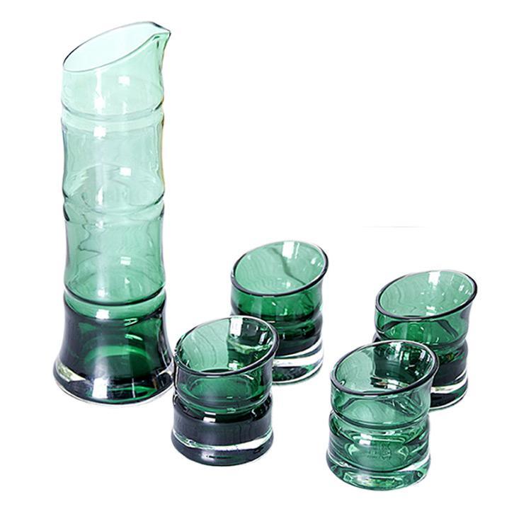 ガラス プレゼント 日本酒 竹モチーフ 徳利 グリーン かわいい おしゃれ 梅酒 ぐい呑み とっくり 竹形 ..