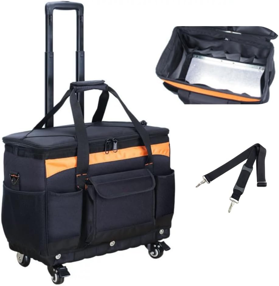 ツールキャリーバッグ ワイド開口 肩掛けベルト付き 26ポケット付き 工具バッグ 工具袋 道具袋 工具収..