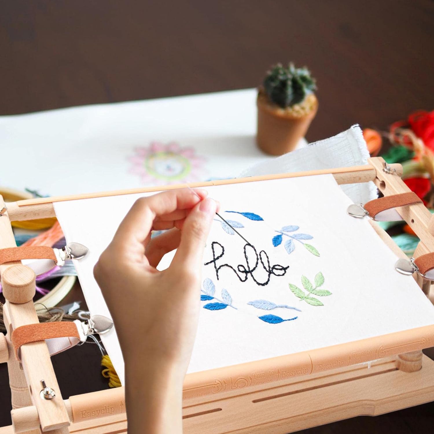 調節可能な刺しゅうスタンド - 刺繍フープ スタンド回転クロス ステッチ スタンド | ハンズフリー クロ..