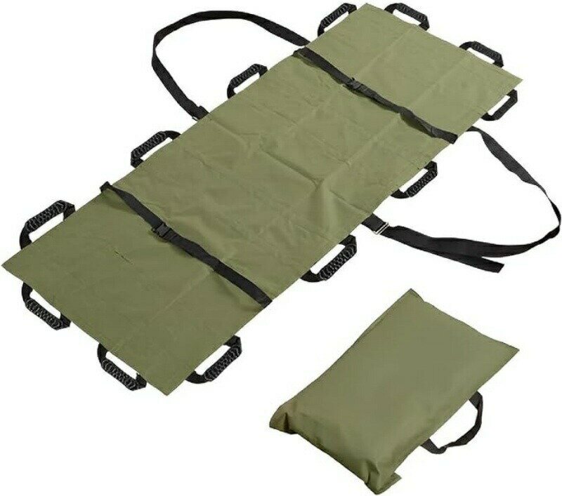 折りたたみ 担架 ストレッチャー 簡易担架 緊急 非常用 軽量 コンパクト (グリーン)