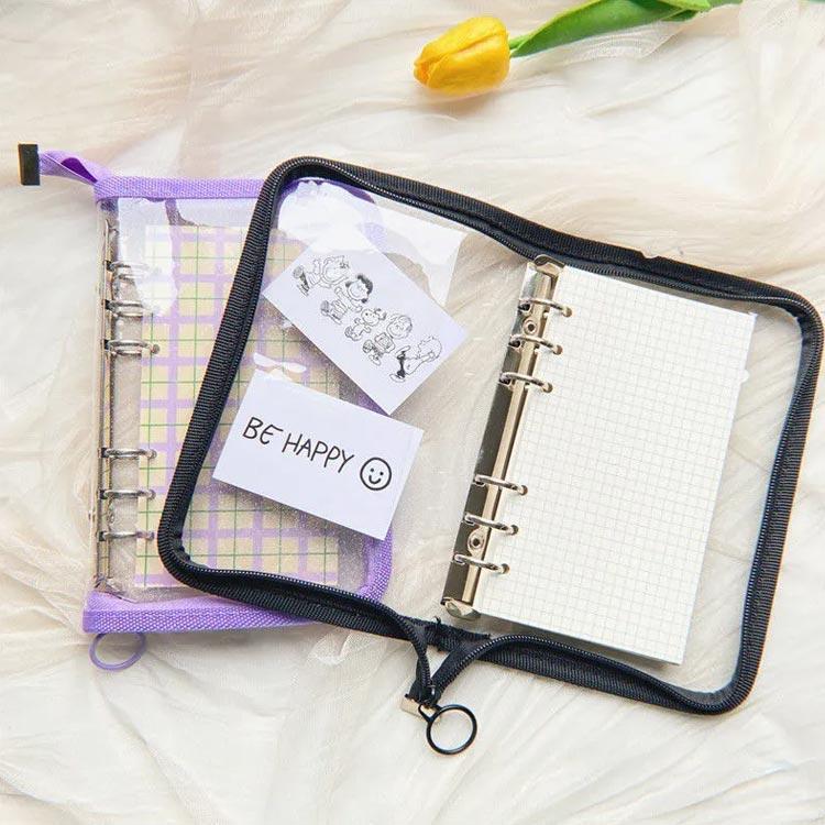 手帳カバー ノート メモ ファスナー付き クリア ケース カバー PVC ビニール PVC ビニール お薬手帳 お..