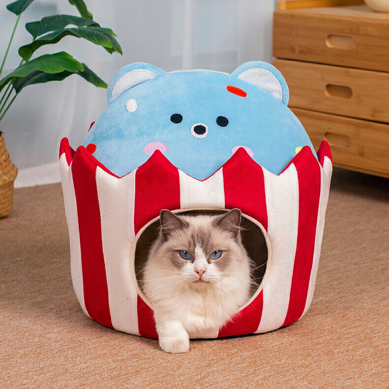 ドーム型 ペットベッド 犬 猫 ベッド カップケーキ型 冬 おしゃれ ハウス 暖かい ペット ふわふわ 犬用..
