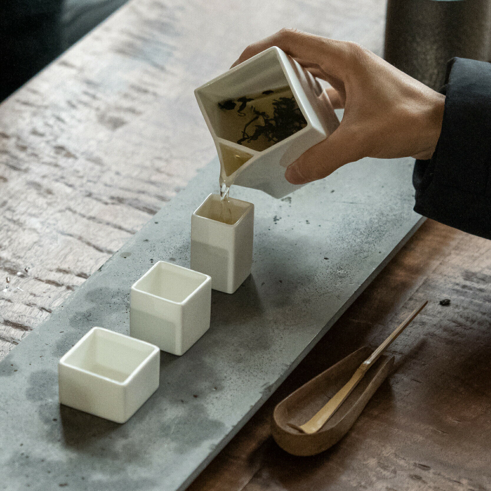 風雅・月白 白磁 片口 湯?み 茶器セット 3客 盃 セット 角形 四方 徳利 酒器セット 日本酒 片口注器 つ..