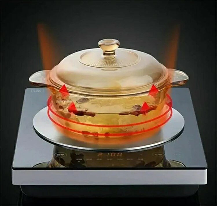 熱拡散プレート 熱誘導プレート 熱拡散板 ヒーティングプレート 調理用熱ディフューザー ステンレス製 ガス・IH対応 直火対応 熱伝導プレート 調理器具 コーヒーメーカー用 家庭用 電磁調理器 ハンドル付き キッチン用品