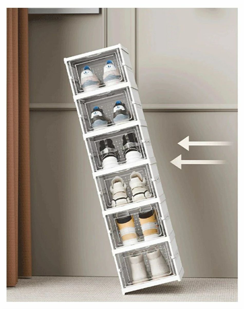 シューズボックス 北欧 おしゃれ 折りたたみ式 前開き 扉付き プラスチック クローゼット 収納ケース ..