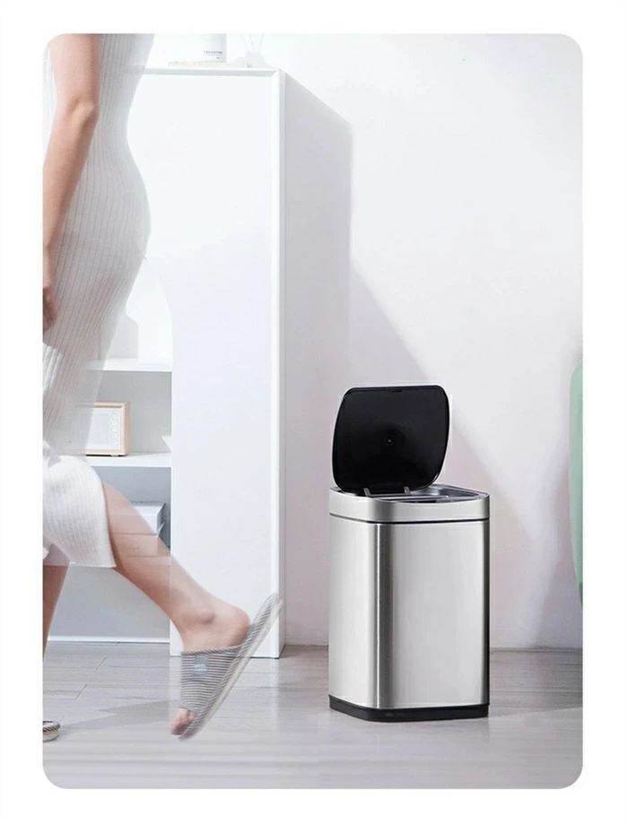 USBインテリジェント感応ゴミ箱ゴミ箱装飾蓋付きキッチン正常型ステンレス10 L自動センサートイレキッ..