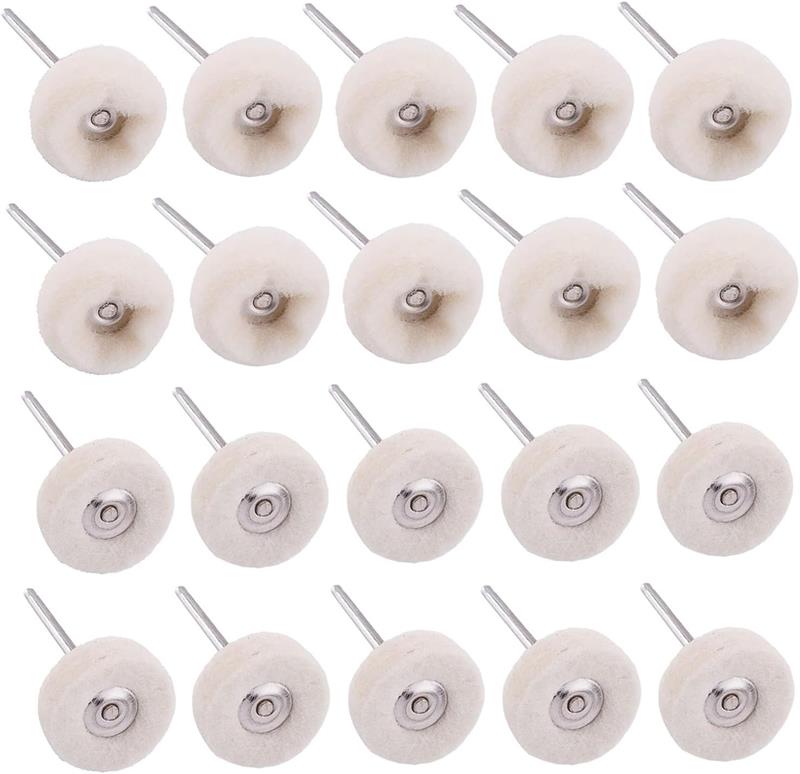 リューター バフ ウールフェルト 2.35mm軸 2種類 20個セット ホイール型 フェルトバフ 羊毛フェルトバ..
