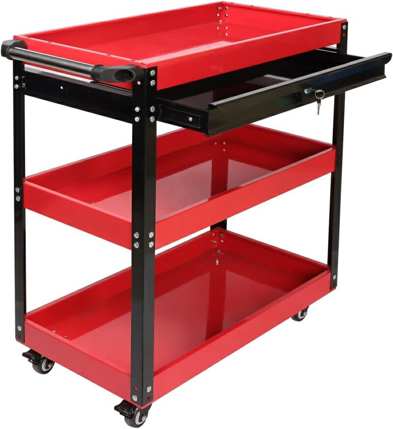 ツールワゴン 多機能 ツールカート 工具 ワゴン 工具台車 工具カート 3段 ツール収納 ラック 360°回転 ..