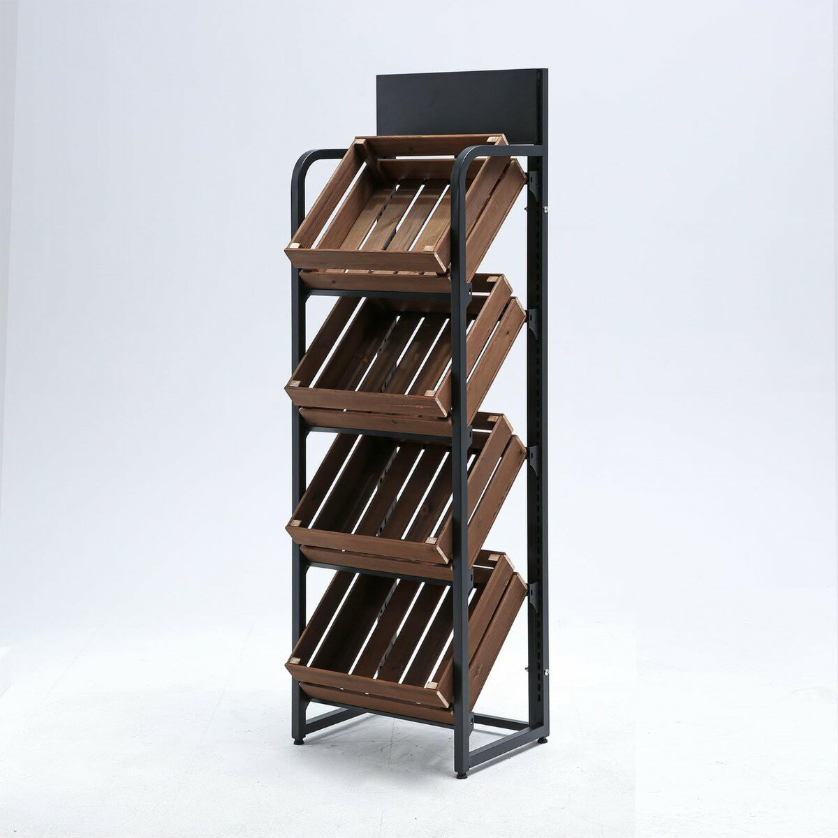 青果 野菜 フルーツ パン販売 多機能フレーム キッチン 棚 ラック 木製 斜めシェルフ 組立簡単 ディス..