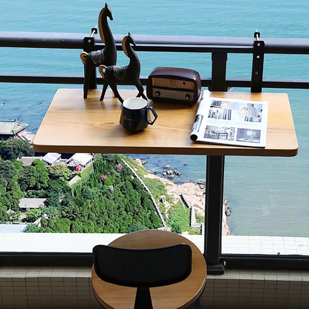 バルコニー折りたたみテーブル、屋外吊り下げ手すりテーブル、デッキパティオガーデンテーブル、コンピューターダイニングルームバーカウンターテーブル、高さ調節可能/木製/120 * 35cm (木製 120*35cm)