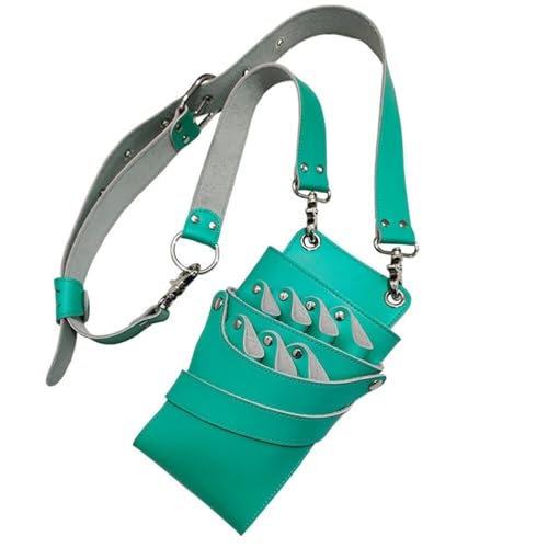 シザーケース 7丁シザーバッグ 本革ベルト付き ハサミ理容師 トリマー用 カミソリ、ヘアピン、化粧ブラ..