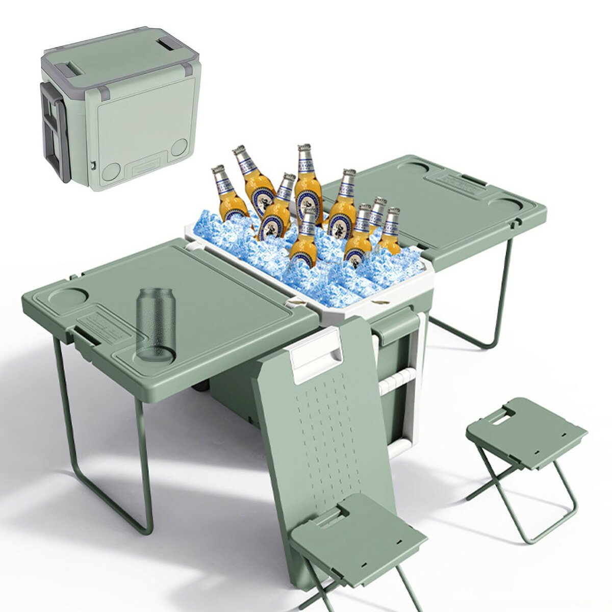 クーラーボックス 大型 32L 折りたたみ テーブル＋椅子2脚 48時間保冷 3時間保温 多機能 ポータブル 食..