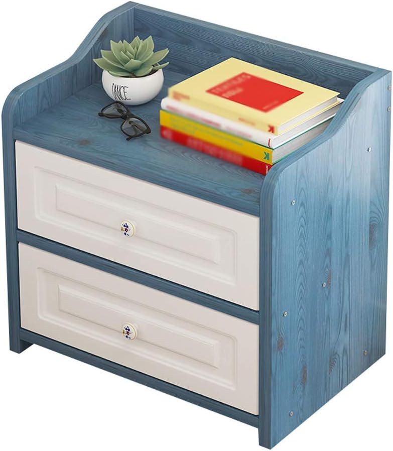ベッドサイドテーブル ロッカー 家庭用 厚みのあるアセンブリ リビングルーム ベッドルーム バスルーム ダブルポンピング 廊下 研究 多機能 38X30X45cm (Color : Blue)