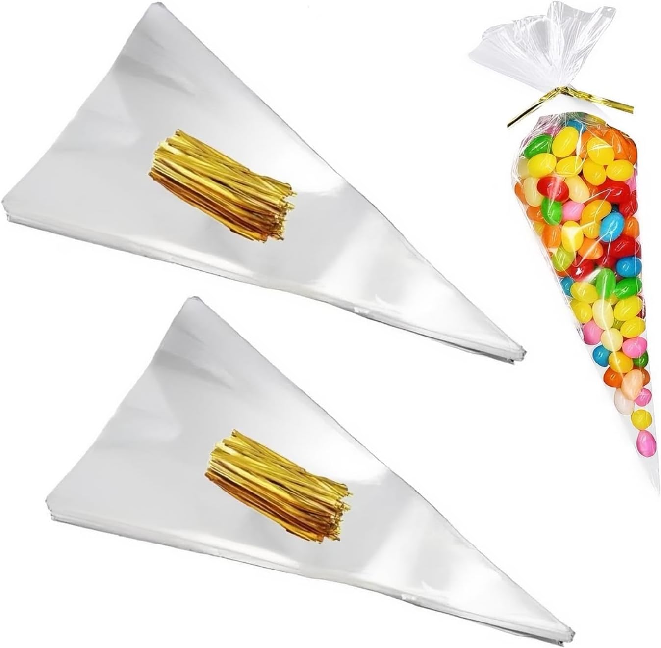 ラッピング 袋 透明 100枚 花袋 三角opp袋 お菓子袋 切り花 花束 ギフト包装 花の包装フィルム 防水 破れにくい ギフトバッグ (30*16cm 10...