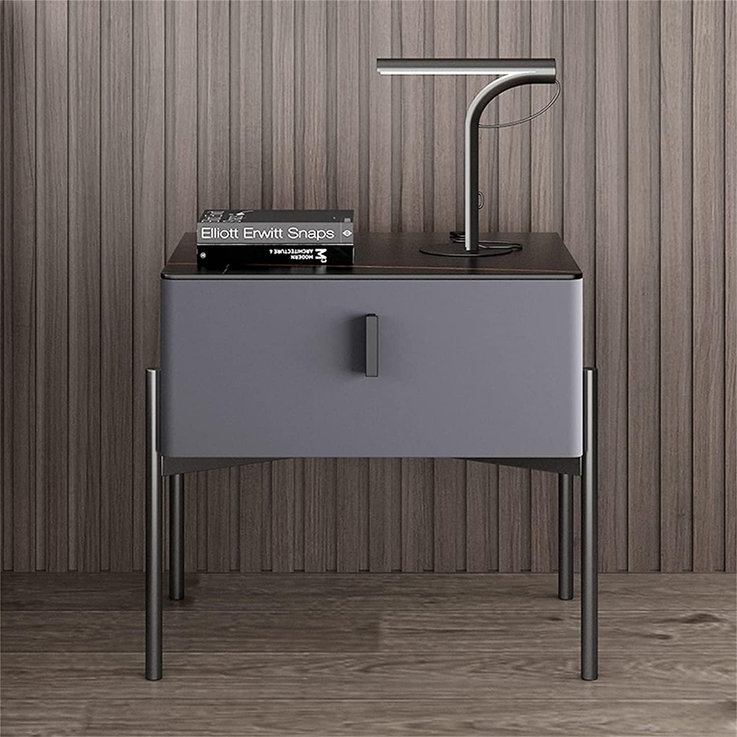 ライトラグジュアリーベッドサイドテーブルウッド、ベッドルーム用北欧シンプルナイトスタンド、1引き出し付きベッドサイドキャビネット、モダンベッドサイドスモールシンプルストレージキャビネット50X40X4