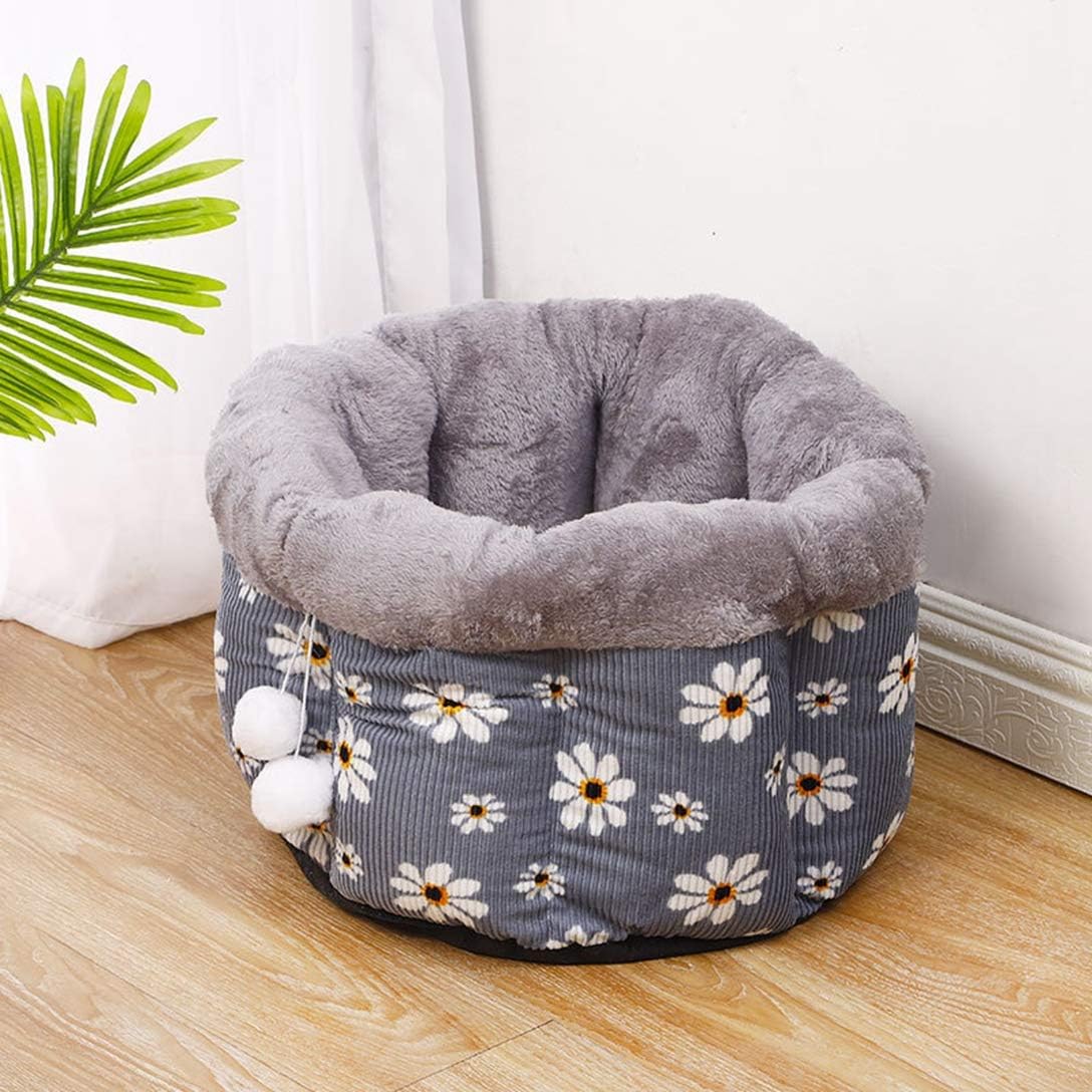 猫のベッド ふわふわ ペット用寝袋 柔らかい 寝床 花柄 潜り 冬用 室内用 キャットハウス 暖かい ペットハウス 猫ベッド 洗える おしゃれ 滑り止め（ワンちゃん、イヌ、犬、ドッグ、ネコちゃん、猫、