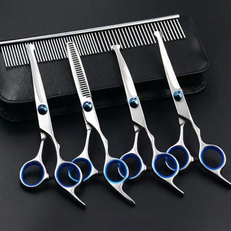 ケース付き トリマー ペット用はさみ 6点セット 丸い先端 トリミング ハサミ 犬トリミングシザー 犬 ペ..