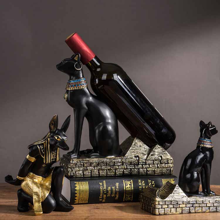 アヌビス神 ワインスタンド 古代エジプト神話 ワインホルダー ディスプレイ ワインラック オブジェ バ..