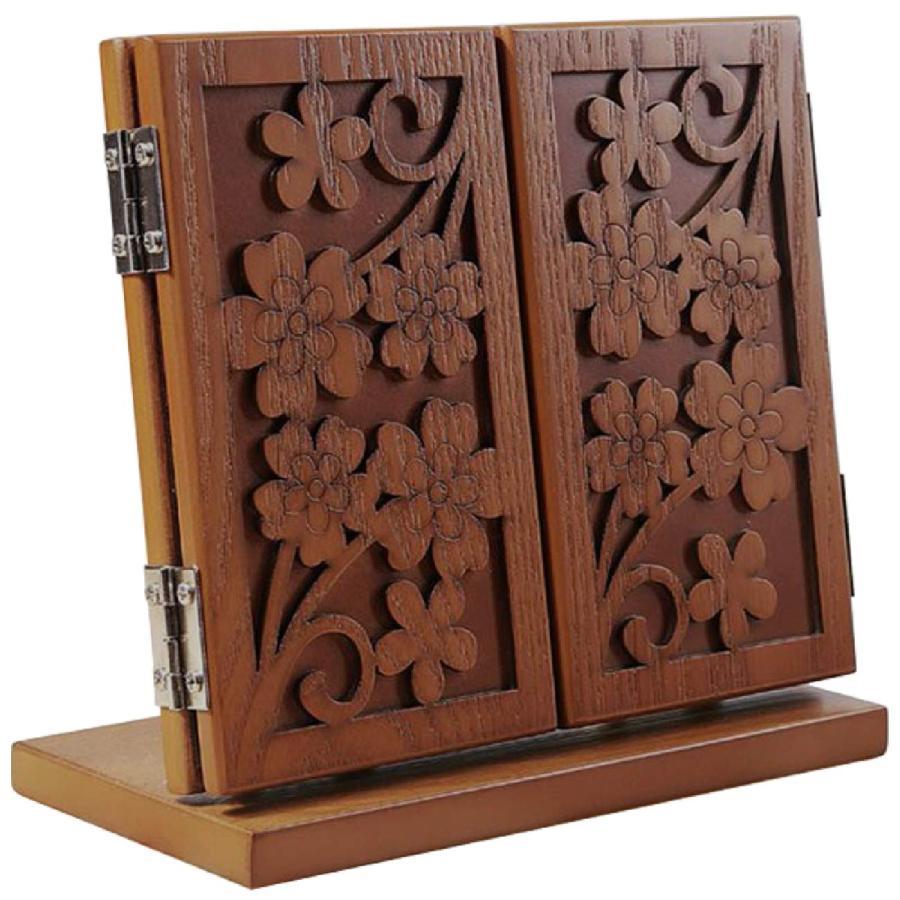 フェリモア 鏡 卓上 三面鏡 卓上ミラー 木製 卓上鏡 扉 化粧鏡 彫刻 角度調整 折りたたみ