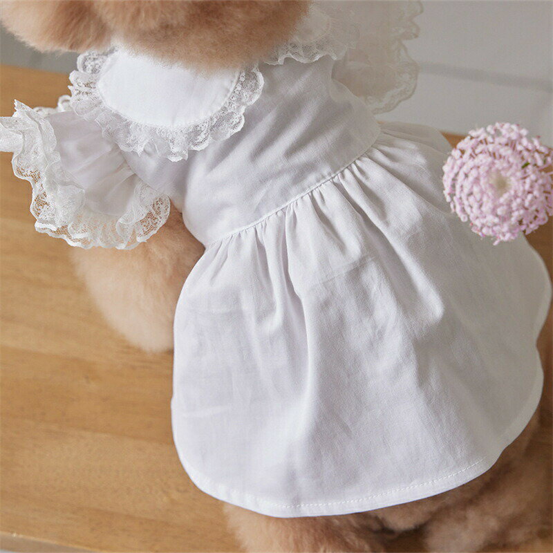 可愛いペット服 犬服 ドレス ヘアピン付き ツーピース プリンセス レース ドレス 女の子用 リボンデザ..