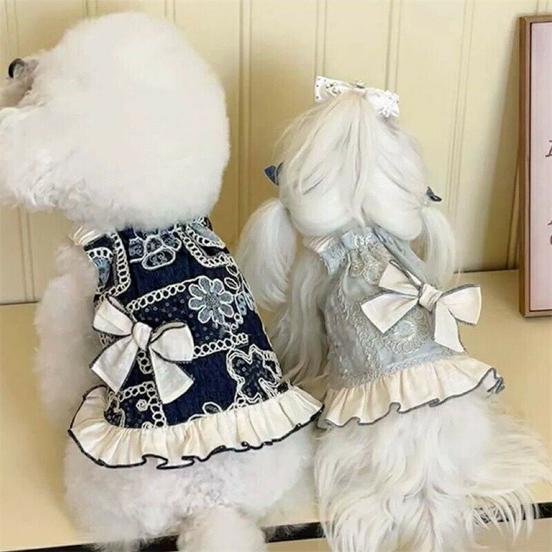 ペット服 犬 猫 プリンセスドレス 春 夏 薄手 通気性 ヨークシャーテリア ビション 小型犬 用 蝶柄 お..