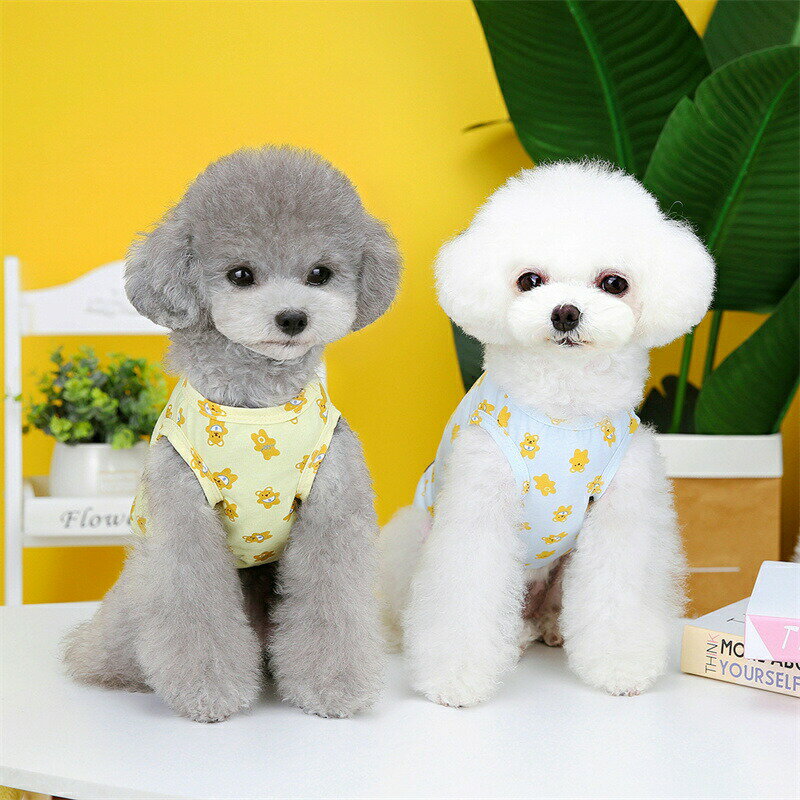 ペット服 犬用 ベスト 春夏用 クマ柄 フルプリント かわいい デザイン 小型犬用 猫用 テディ シュナウ..