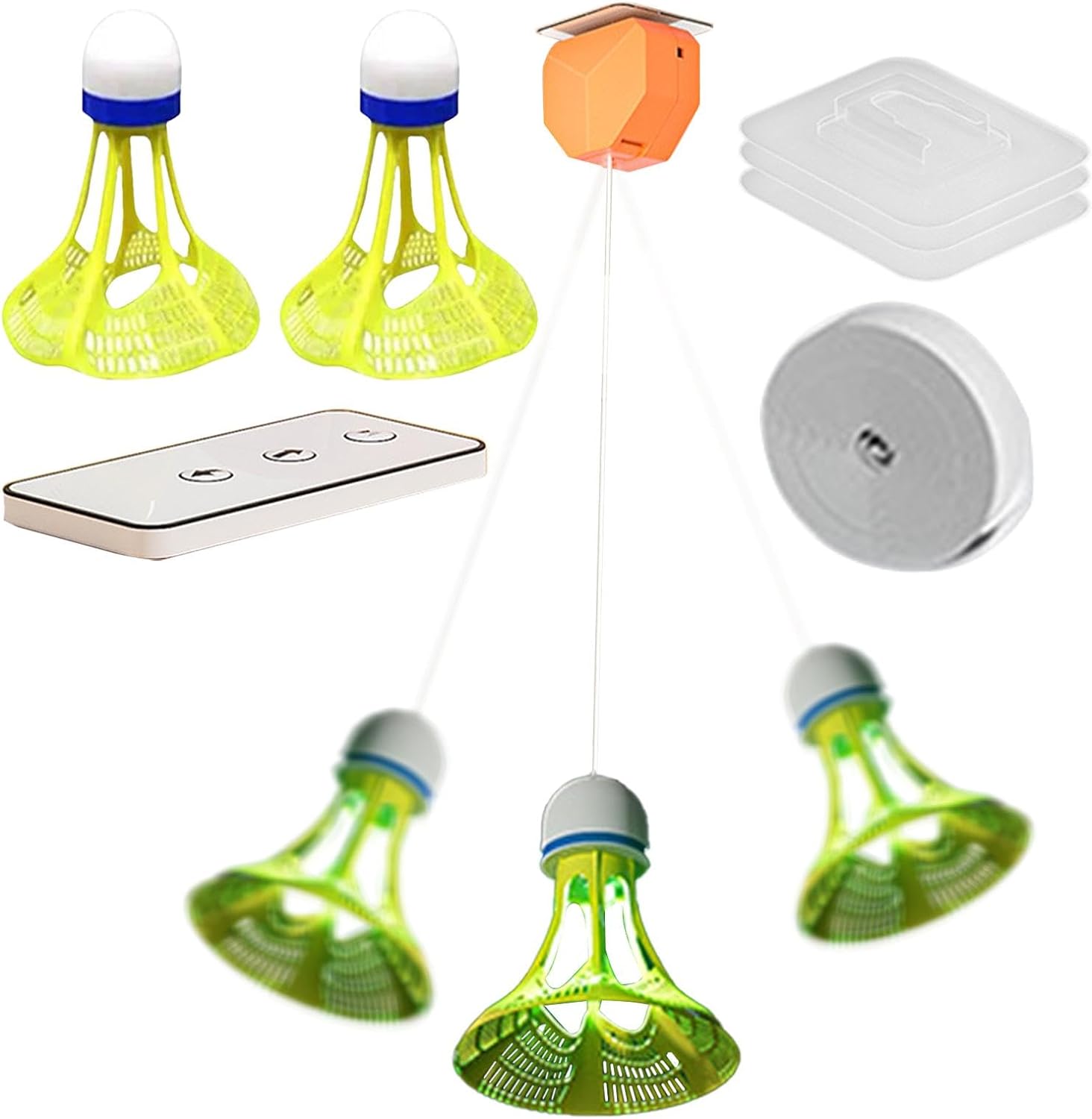 自動リバウンドバドミントン 光るバドミントントレーナー - シングルプレーヤー用バッテリー駆動照明付..