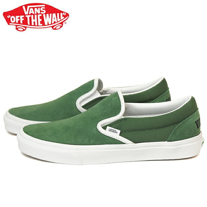 送料無料 バンズ クラシックスリッポン スニーカー メンズ レディース ローカット スケートシューズ グリーン VANS CLASSIC SLIP-ON VANS CLUB GREEN/WHITE 靴 くつ クツ VN0A7Q5DY9H