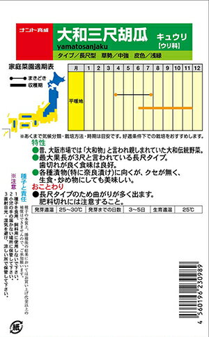 キュウリ　大和三尺(やまとさんじゃく)[種子小袋20粒入]