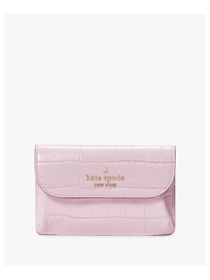 ケイト・スペード ニューヨーク 【SALE／50%OFF】ダンプリング クロコ エンボスド スモール フラップ カード ホルダー kate spade new york ケイトスペードニューヨーク 財布・ポーチ・ケース 名刺入れ・カードケース ピンク【RBA_E】【送料無料】[Rakuten Fashion]