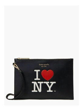 アイ ハート NY プリンテッド スムーズ レザー ポーチ リスレット kate spade new york ケイトスペードニューヨーク バッグ ポーチ ブラック【送料無料】[Rakuten Fashion]