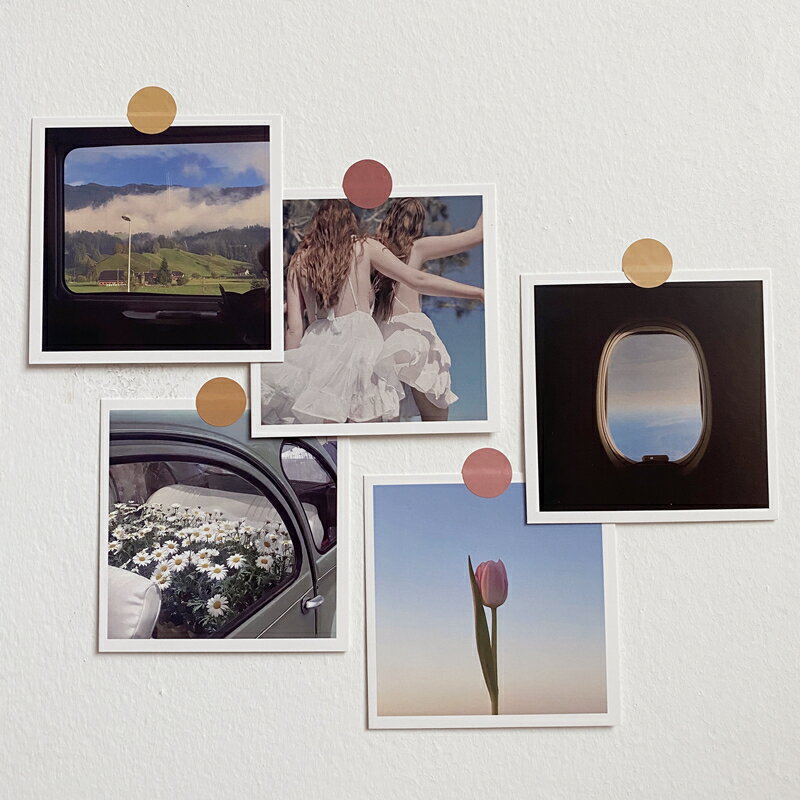 5枚セット　ポストカード　カード　チューリップ　花　フラワー　セット　シール　ステッカー　韓国　..