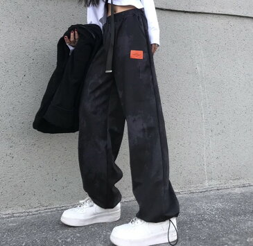 ダイダイ柄 ズボン ボトムス パンツ ゴム ジャージ 黒 ブラック グレー ダンス 衣装 ヒップホップ HIPHOP レディース メンズ ガールズ kpop ストリート 太い 太め ロング ワイド ゆったり 大きい マーブル 絞り タグ オレンジ 動きやすい 大人
