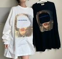 バックロゴ ロンT 2色 Tシャツ トップス カットソー 長袖 白 ホワイト 黒 ブラック ビッグ 大きいサイズ ダンス 衣装 ヒップホップ HIPHOP レデ...