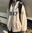 ロゴ ライン アウター ジャンパー ジャケット スタジャン ヒップホップ HIPHOP レディース メンズ ガールズ 大人 前開き ボタン スカジャン ダウン ブルゾン ジャージ ストリート 韓国 おしゃれ かっこいい 大きいサイズ ビッグ ゆったり ホワイト