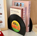 2点セット レコード風 ブックスタンド 本 収納 インテリア 雑貨 韓国 北欧 おしゃれ かわいい 卓上 本立て 本棚 スタンド ブック シンプル ブックエンド...