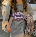 ヴィンテージ風 ロゴ Tシャツ 3色 半袖 トップス カットソー 白 ホワイト グレー ブラウン 大きいサイズ ビッグ ゆったり ダンス 衣装 ヒップホップ H...